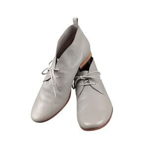 Cole Haan Gray Leather Lace Up Ankle Booties Women's Size 8.5 B